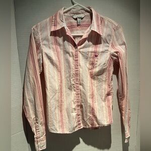 Aeropostale Pink and White Striped Shirt